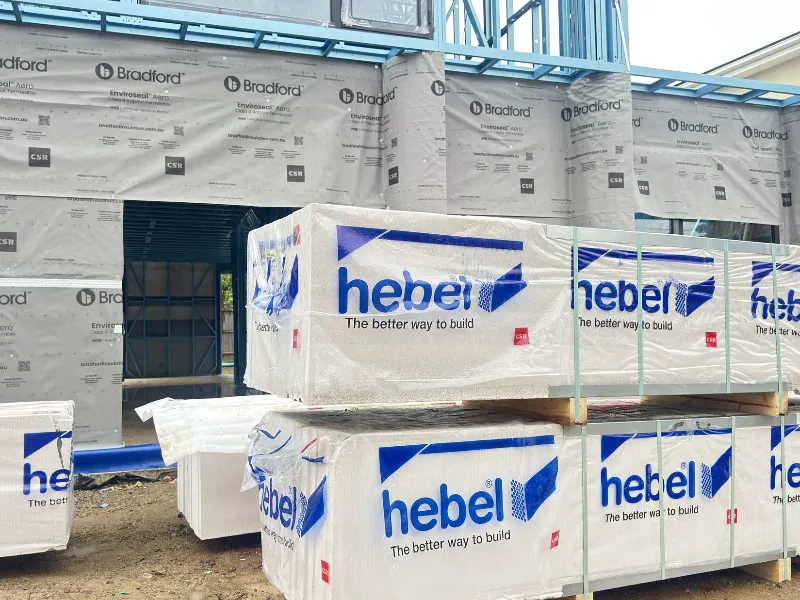 Hebel panel pallets delivered to a residential building site